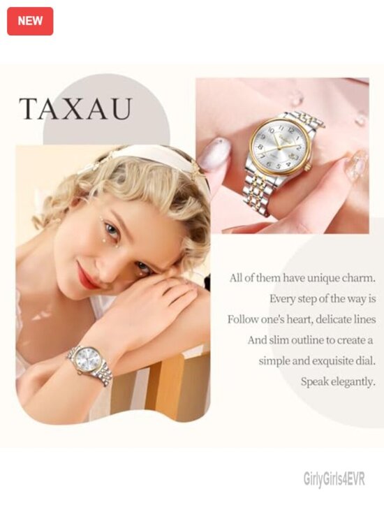Luxury Classic Small Ladies Watch Gold Silver Two Tone Stainless Steel Date
